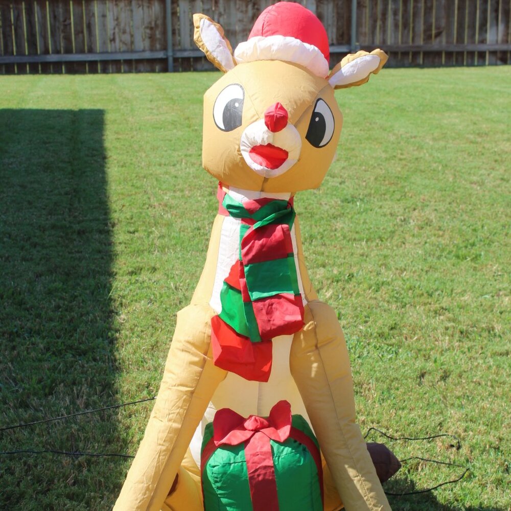 Christmas Rudolph Red Nosed Reindeer Present Airblown Inflatable 3.5 Feet Gemmy